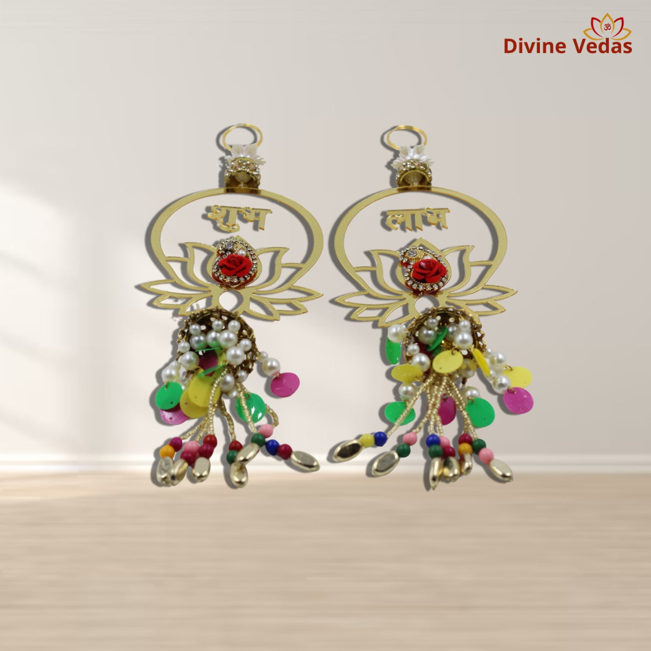 Golden Lotus Shubh Labh Hangings – Premium Auspicious Door Decor Set