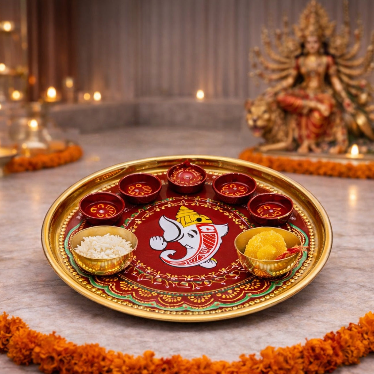 Hand Printed Puja Thali