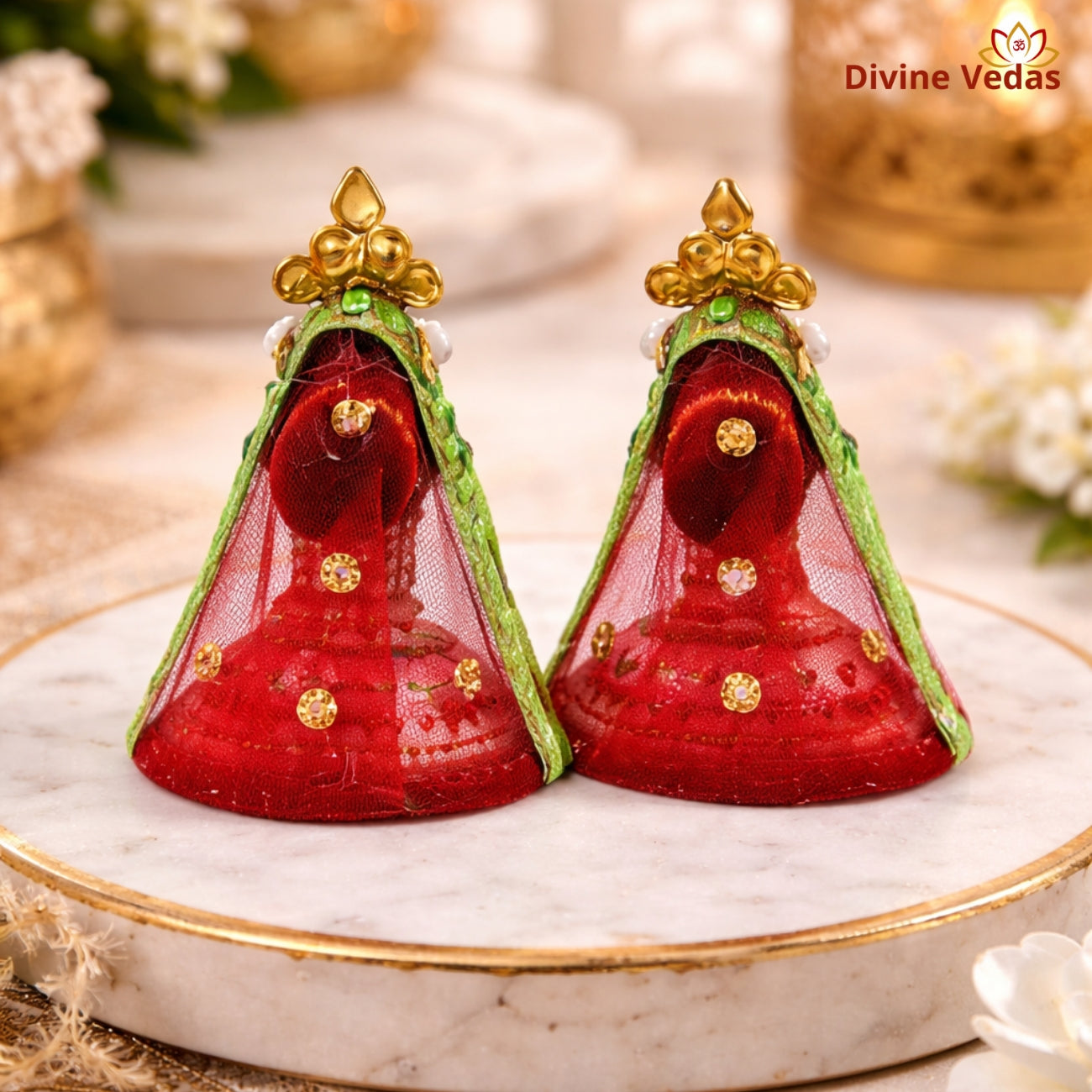 Handmade Riddhi Siddhi Decorative Idol Set – Premium Ganesh Decor for Pooja Room