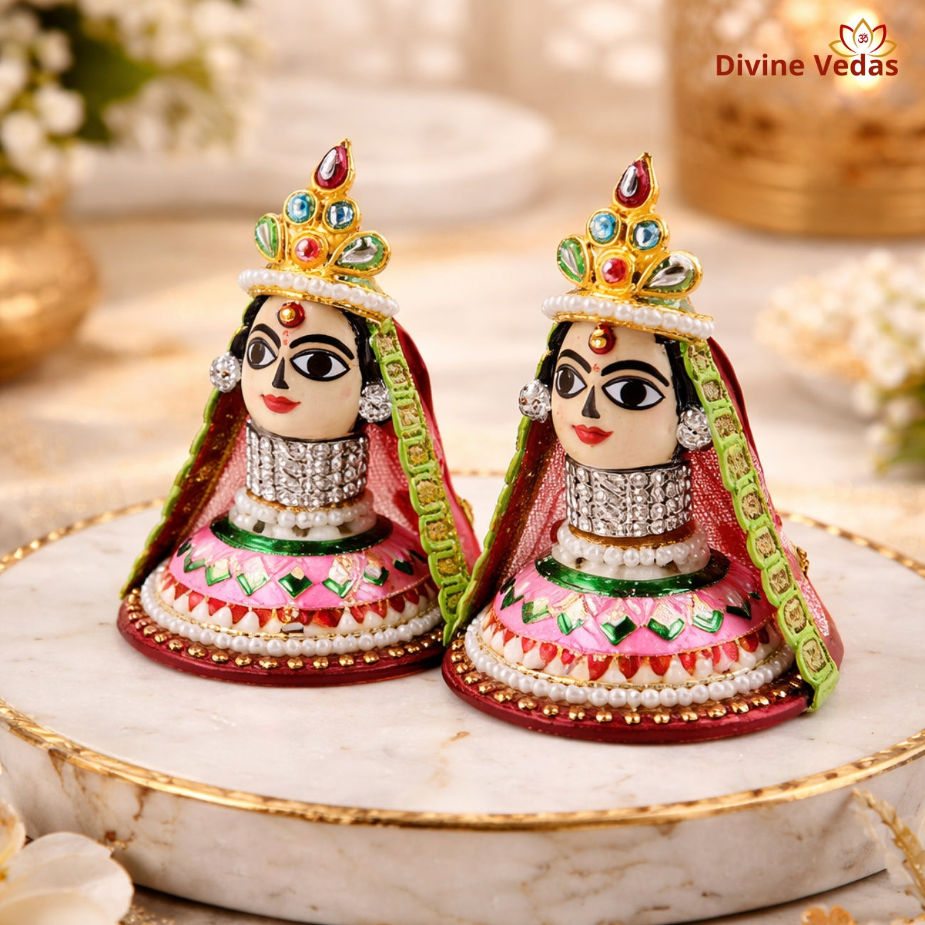Handmade Riddhi Siddhi Decorative Idol Set – Premium Ganesh Decor for Pooja Room