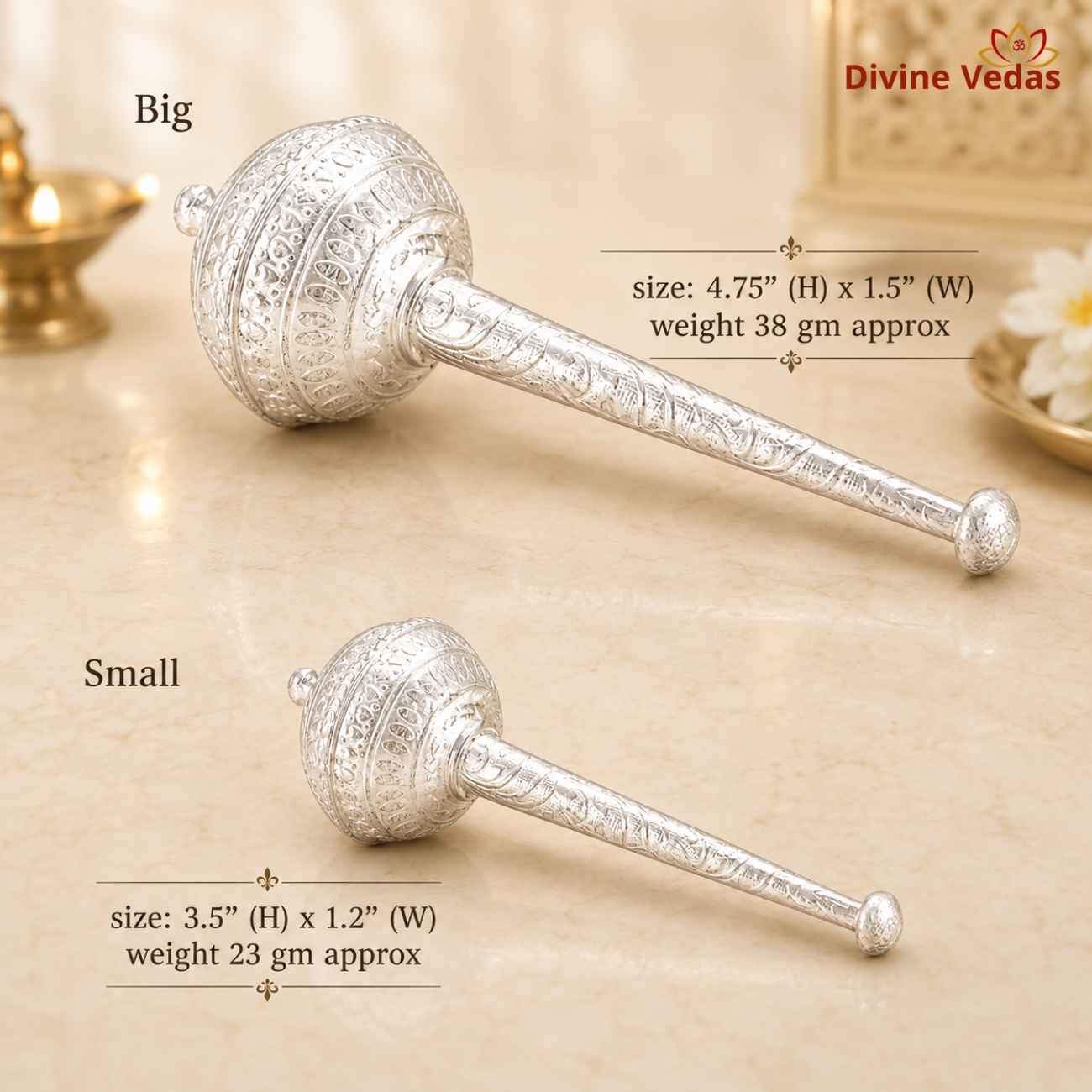 Hanuman Gada in Silver 38g | Silver Bajrangbali Gada for Pooja | Divine Vedas