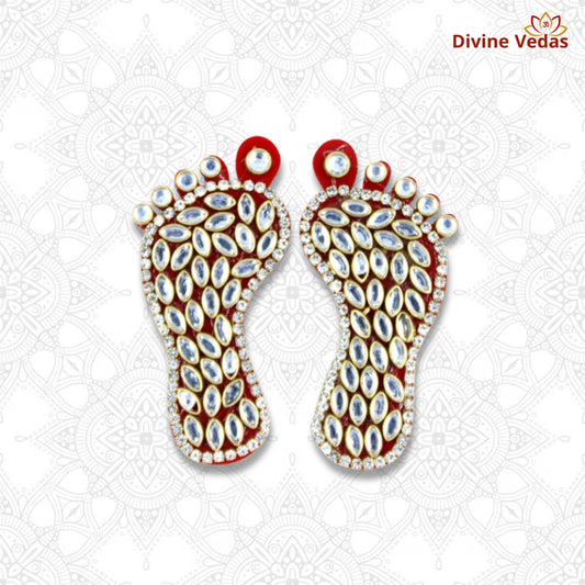 Jeweled Lakshmi Charan Paduka – Premium Auspicious Pooja Decor