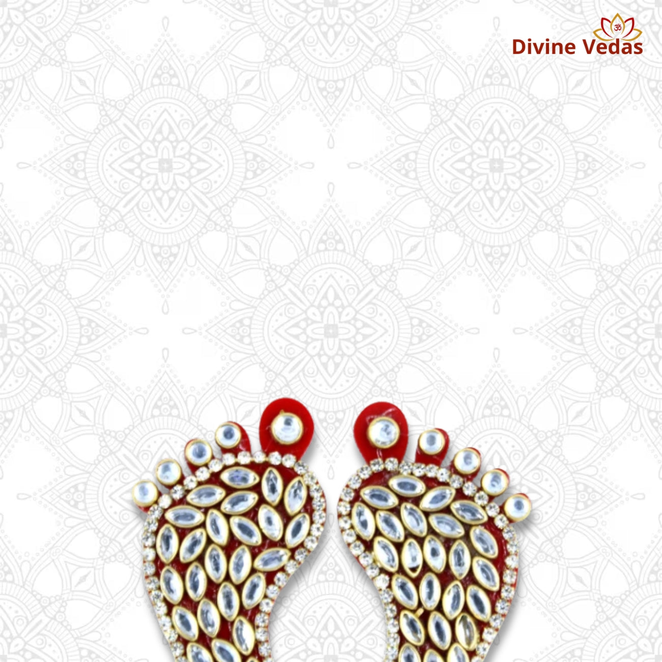 Jeweled Lakshmi Charan Paduka – Premium Auspicious Pooja Decor