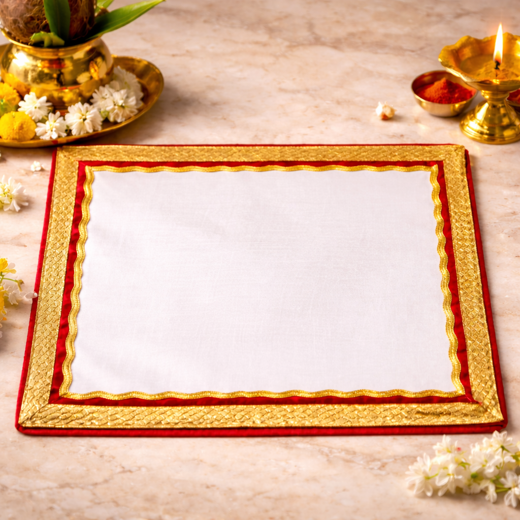 Kumkum Pagla with Red Frame and Golden Edge – Premium Bride Welcome Ritual Decor