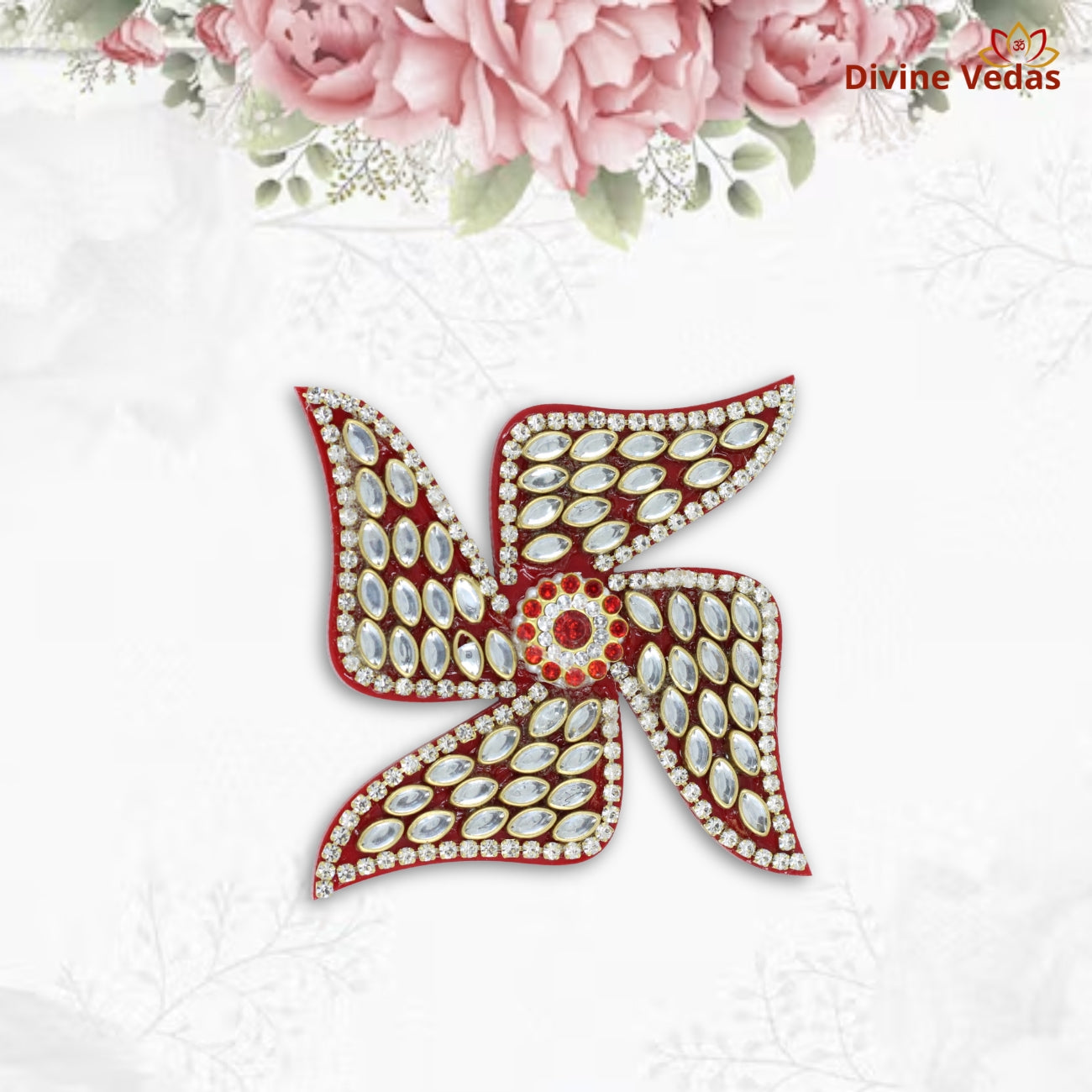 Kundan Studded Swastik for Festive Pooja Decoration – Premium Wall Decor