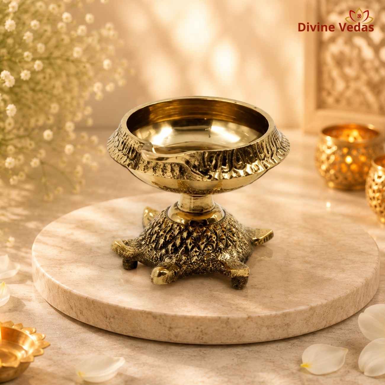 Kurma Deepam Diya Tortoise Oil Lamp for Pooja & Vastu | Divine Vedas