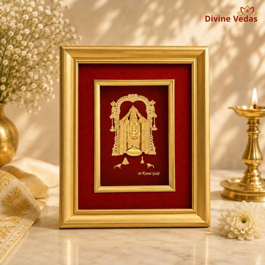 Lord Tirupati Balaji Frame | 24K Pure Swiss Gold Touch Venkateswara Frame | Divine Vedas
