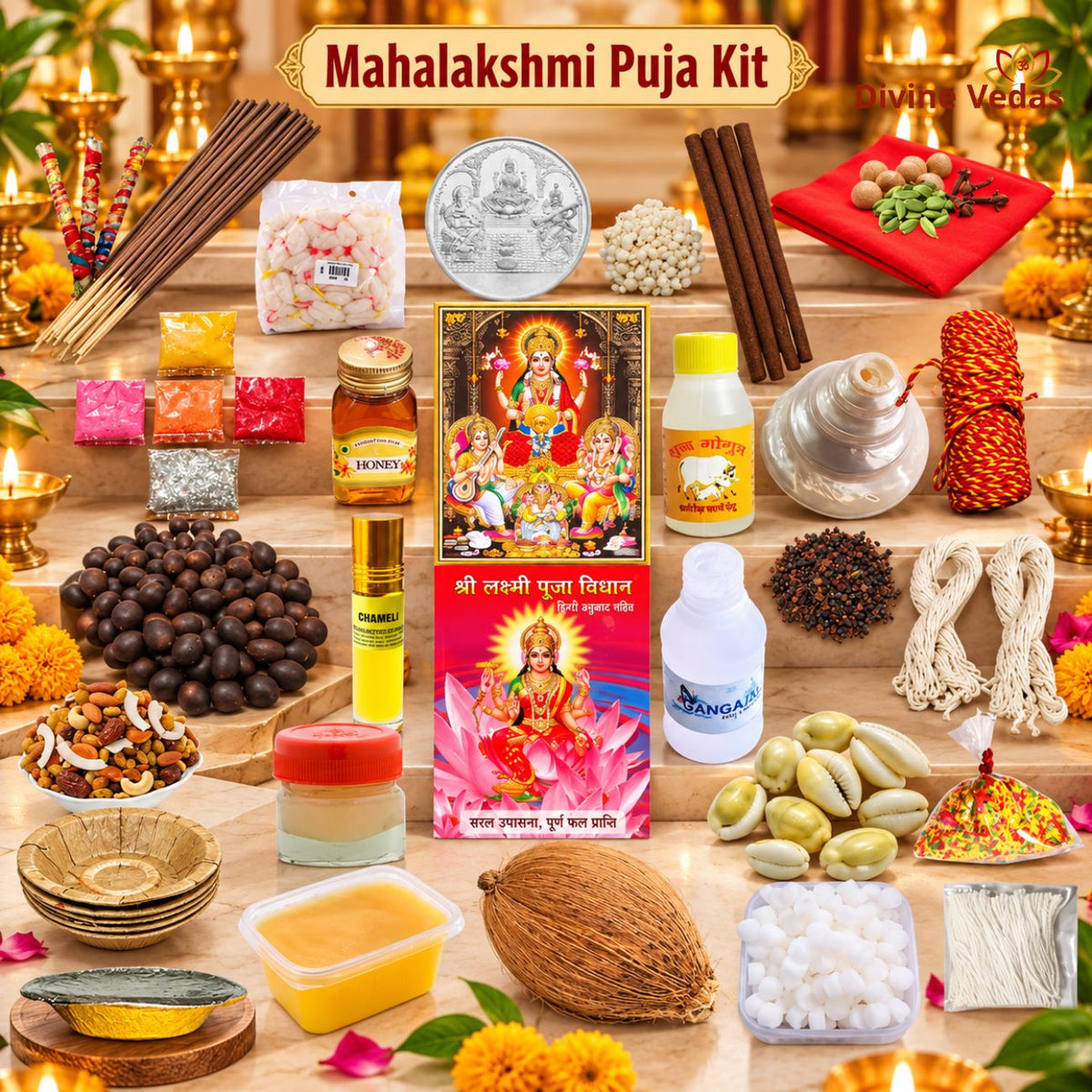 Divine Mahalakshmi Pujan Kit | Complete Lakshmi Puja Samagri Set