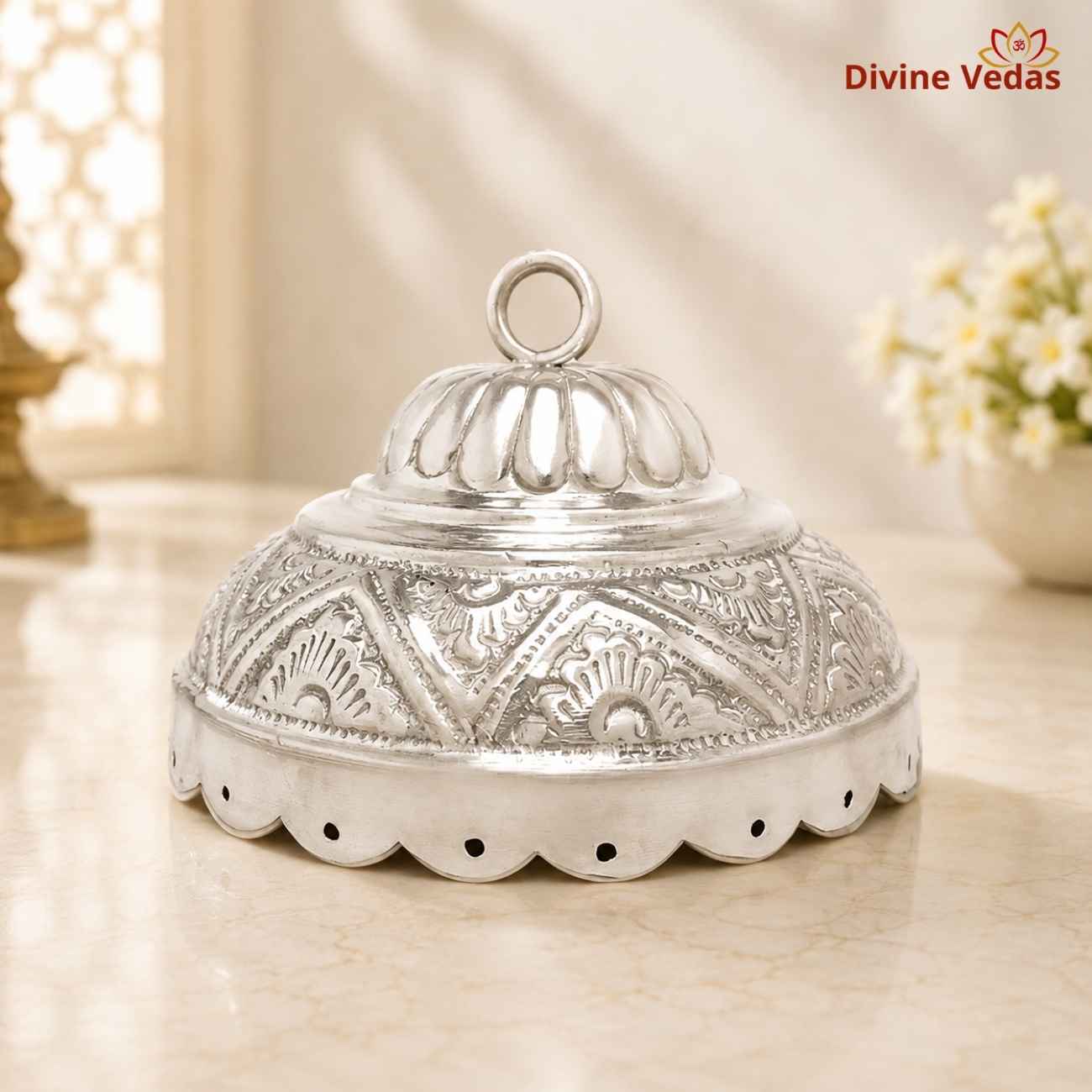 Mata Ka Chatar in Silver 38g | Silver Chhatra for Devi Mata Murti | Divine Vedas