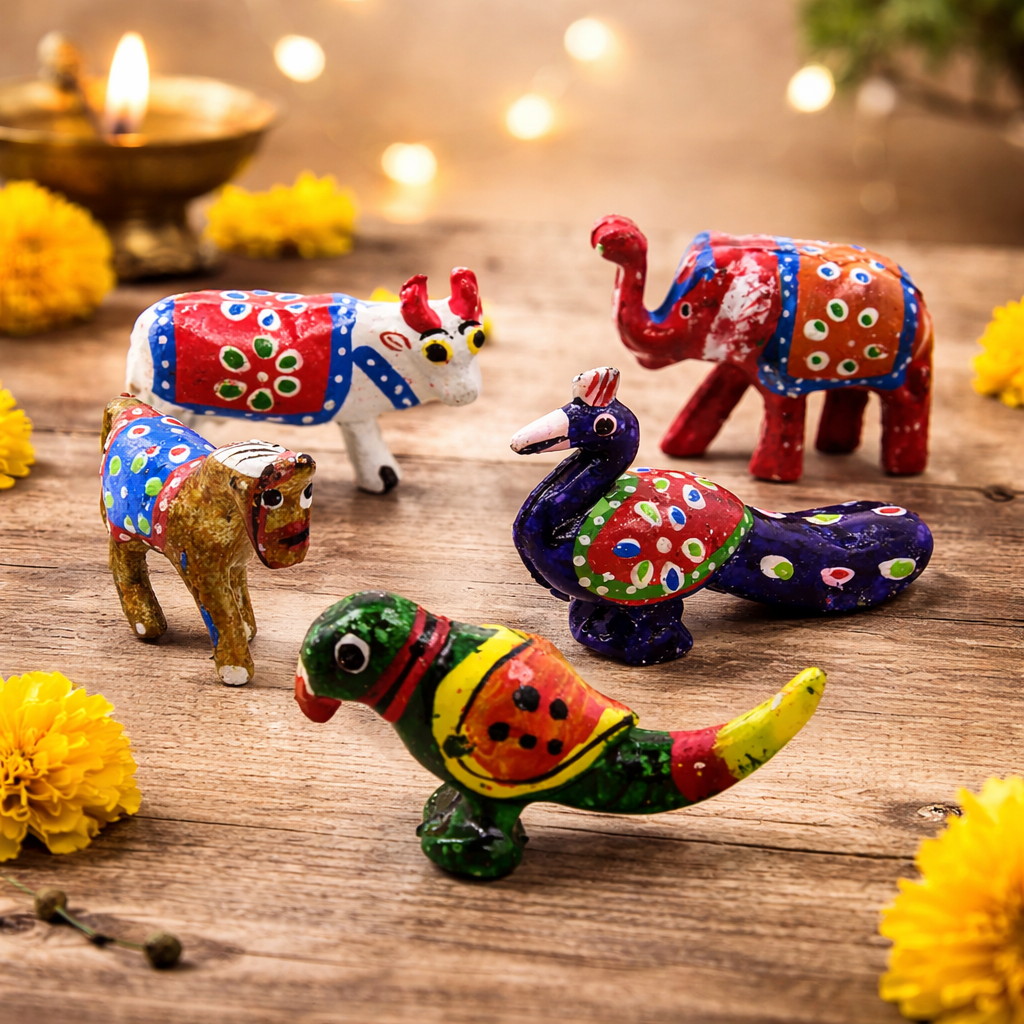 Miniature Figurines Hand Painted set for Gujarati Wedding