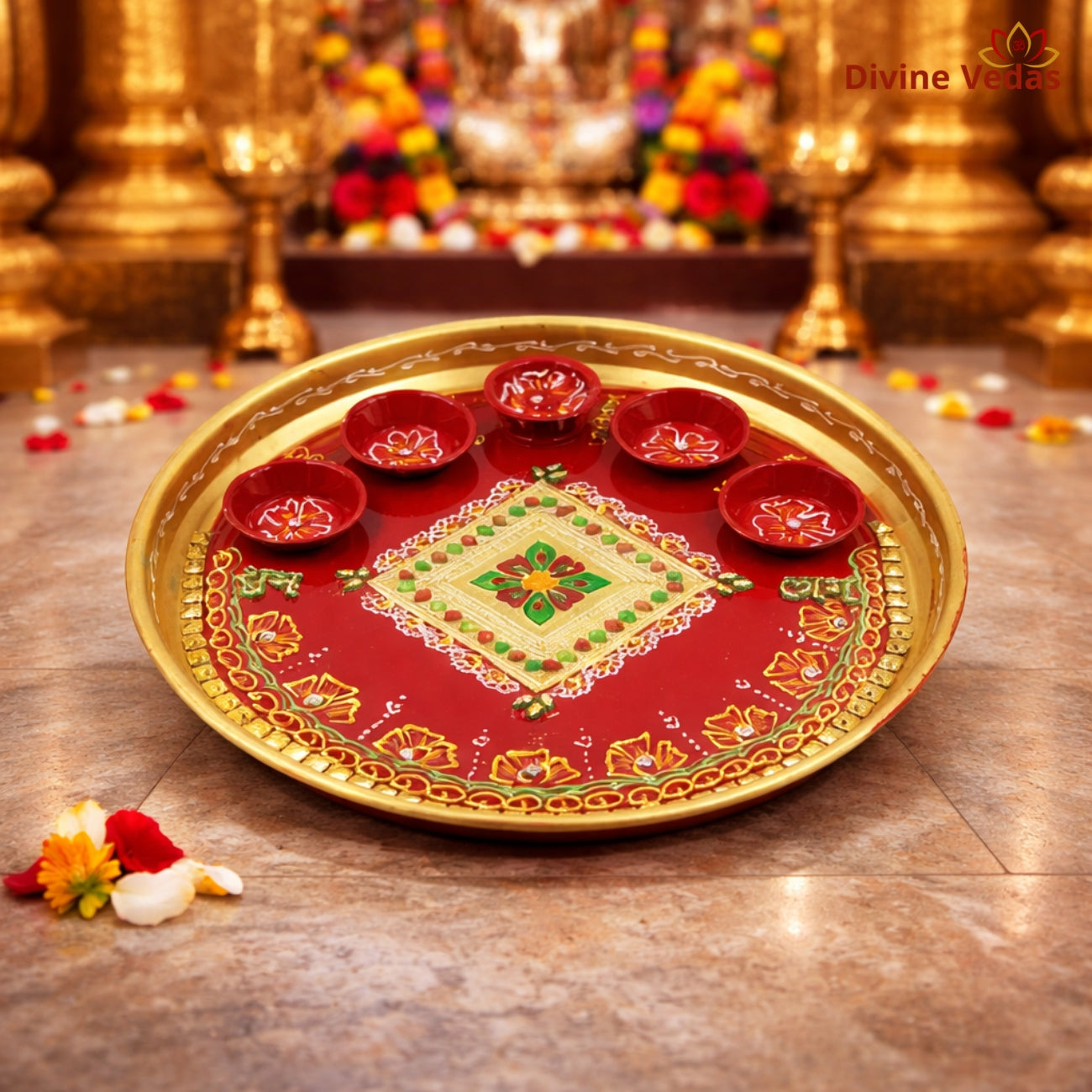 Puja Thali Set with Diya