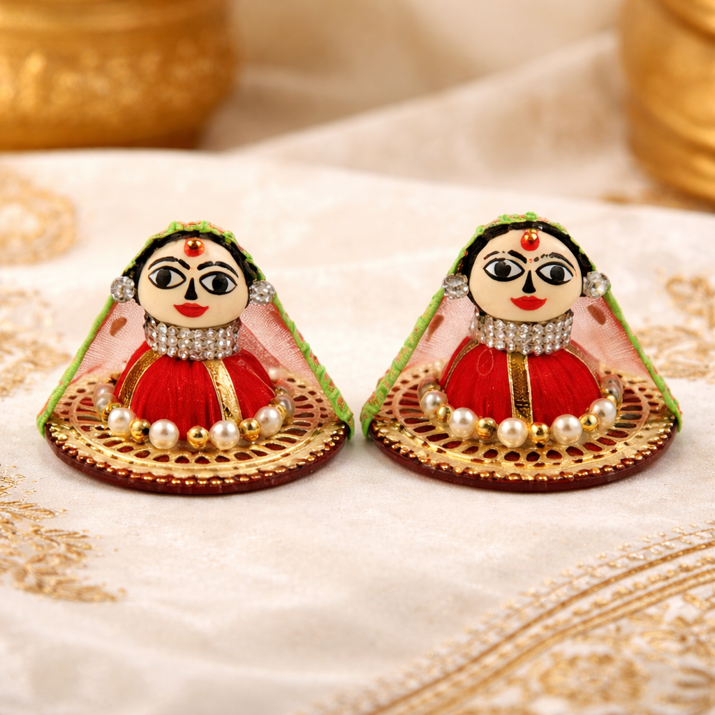 Designer Riddhi Siddhi Idol Pair with Pearl Detailing – Premium Ganesh Decor Set