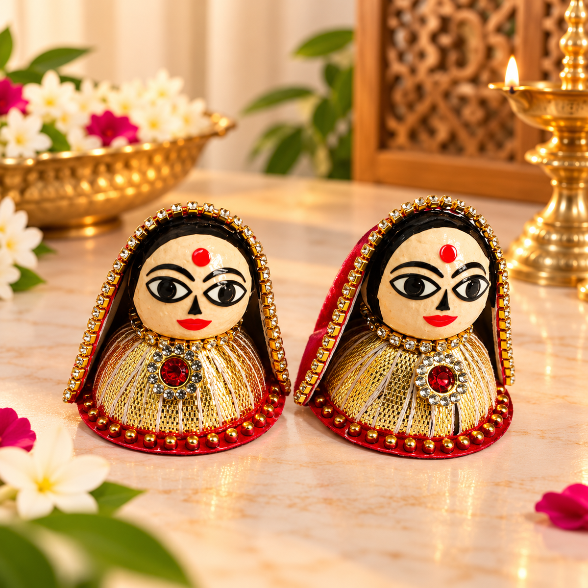 Ganesh Riddhi Siddhi Decorative Idol Set for Home Mandir & Ganpati Pooja