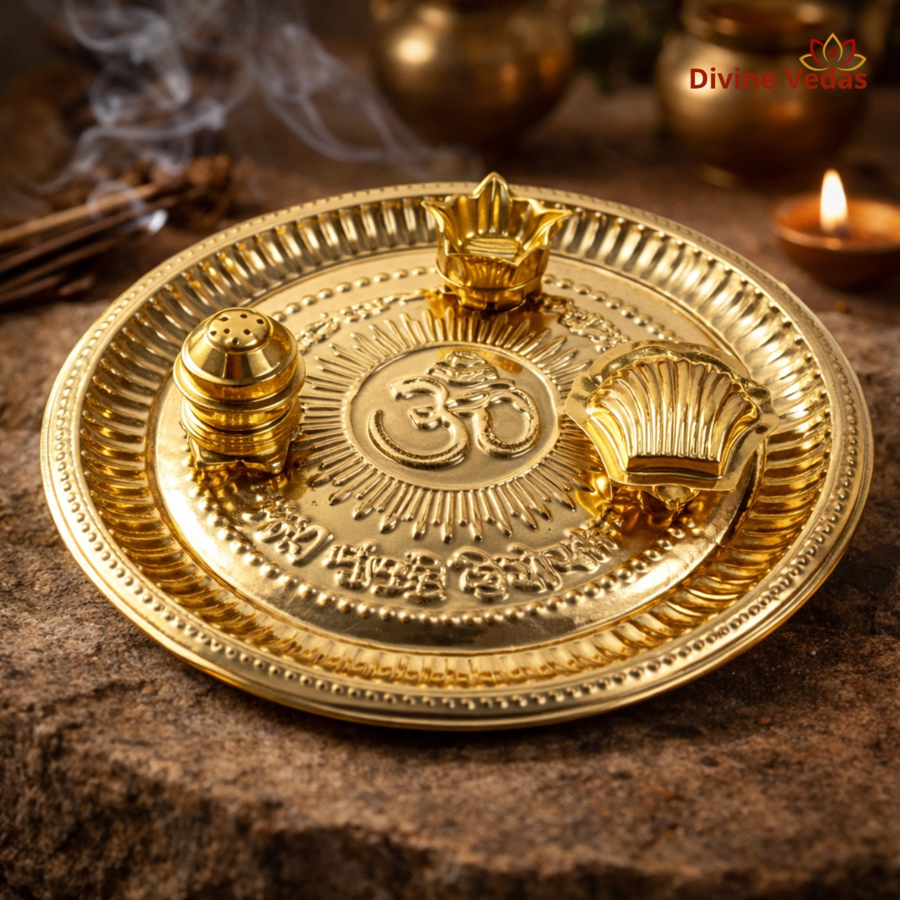 Round Puja Thali Set
