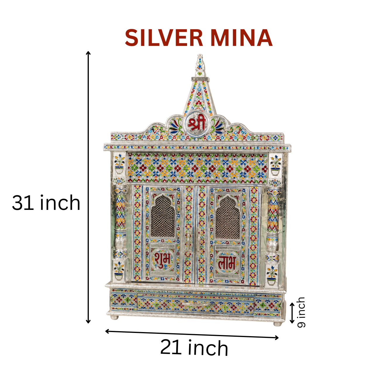 Premium Temple Collection 9 x 21 Inch | Luxury Handcrafted Pooja Mandir for Home