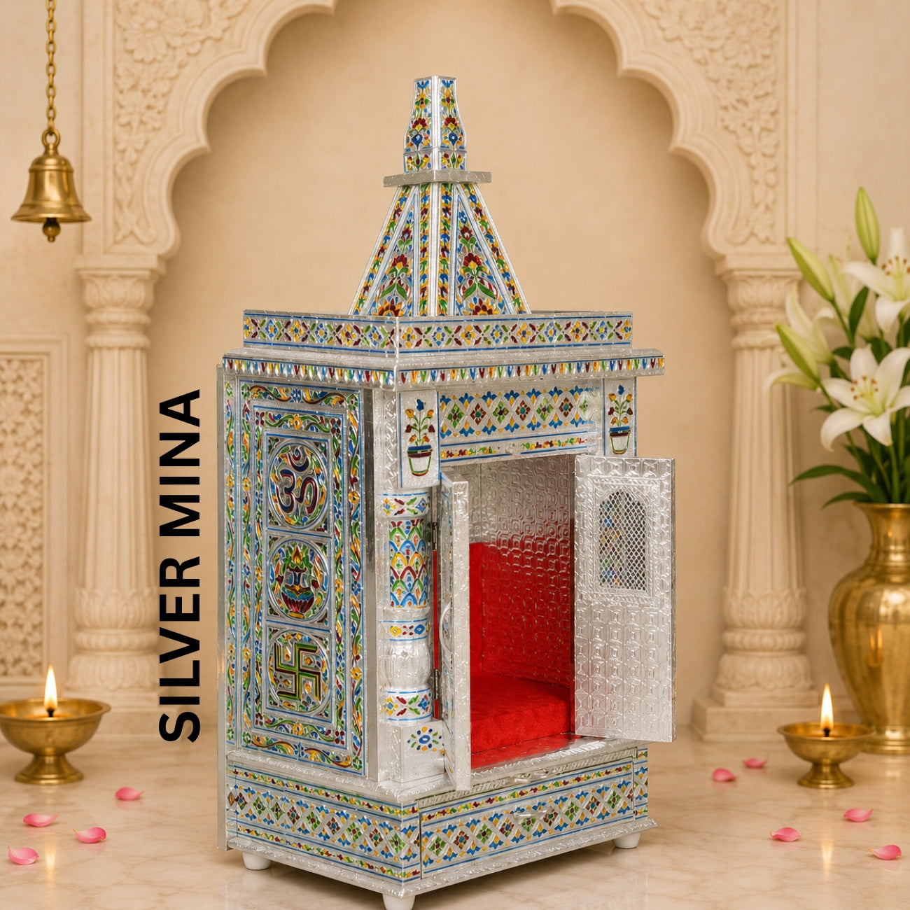 Premium Temple Collection 8 x 12 Inch | Luxury Pooja Mandir for Home