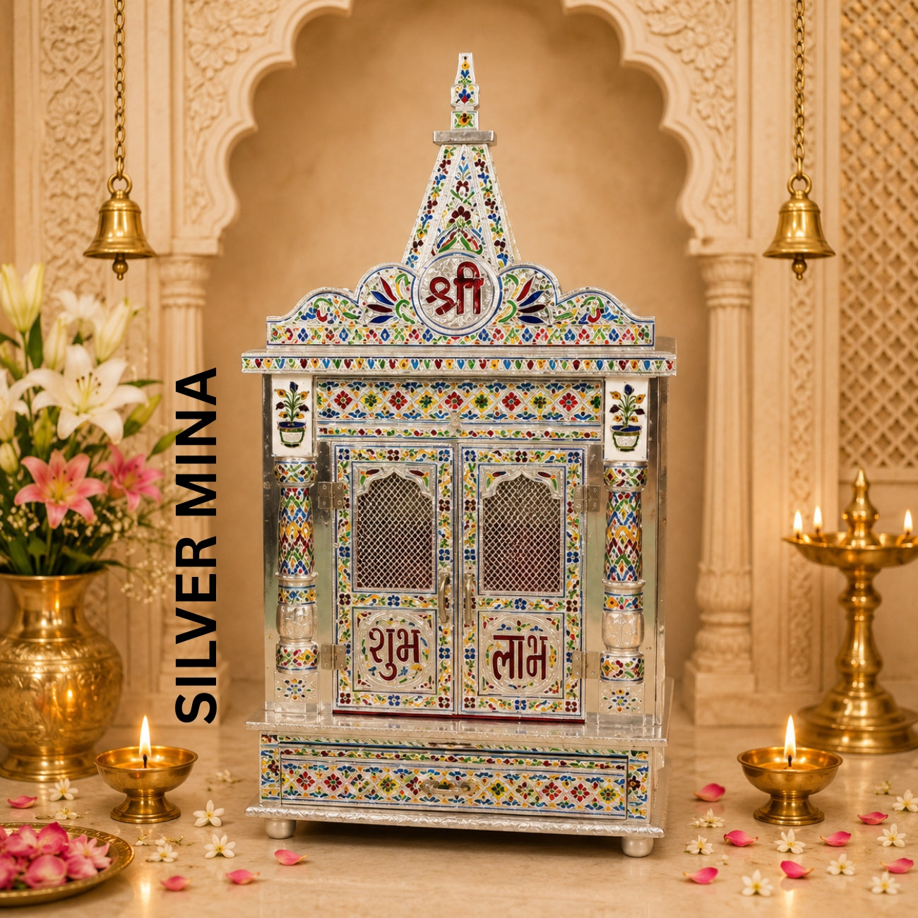 Luxury Handcrafted Pooja Mandir for Home – 9 x 15 Inch