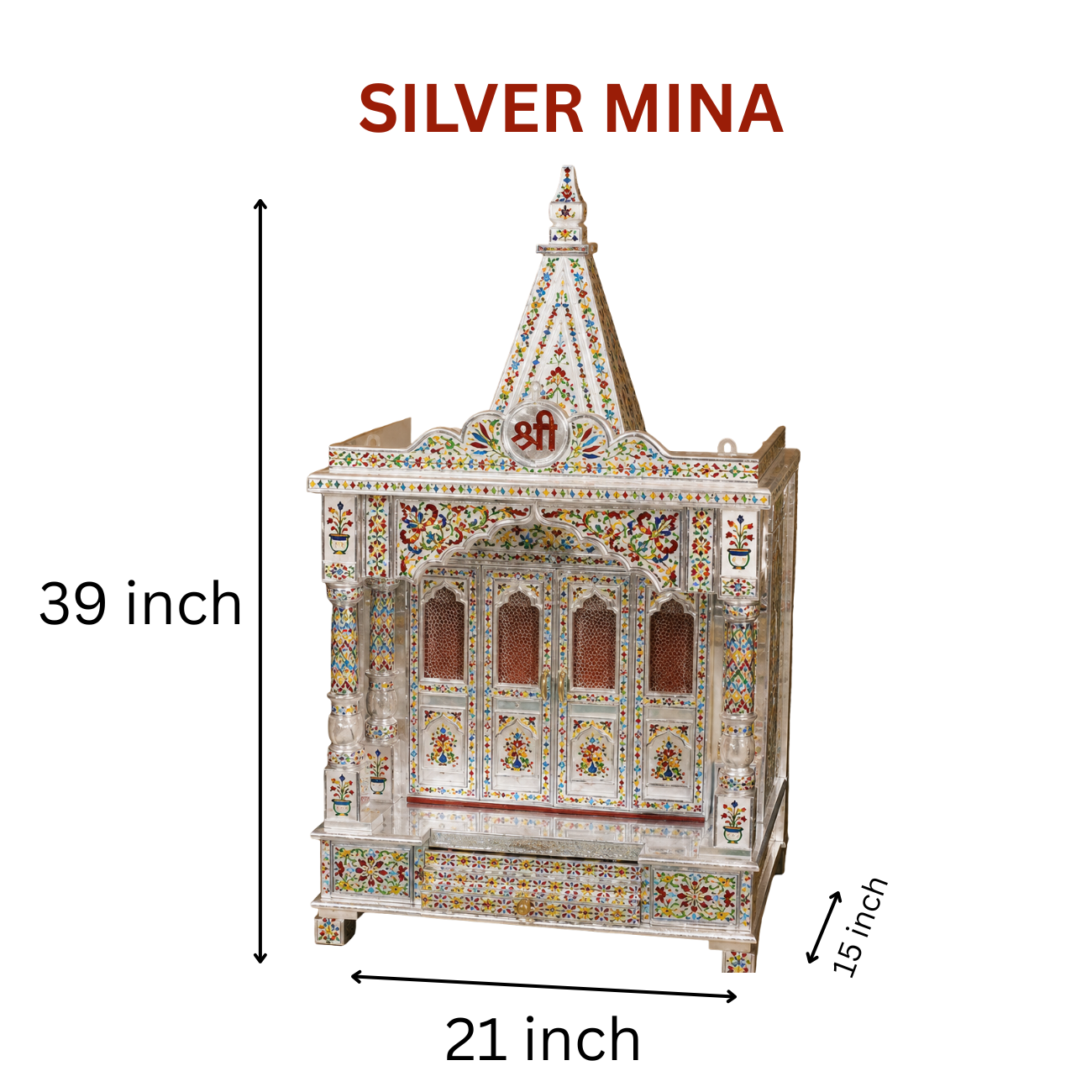 Premium Temple Collection 15 x 21 Inch | Luxury Handcrafted Pooja Mandir for Home