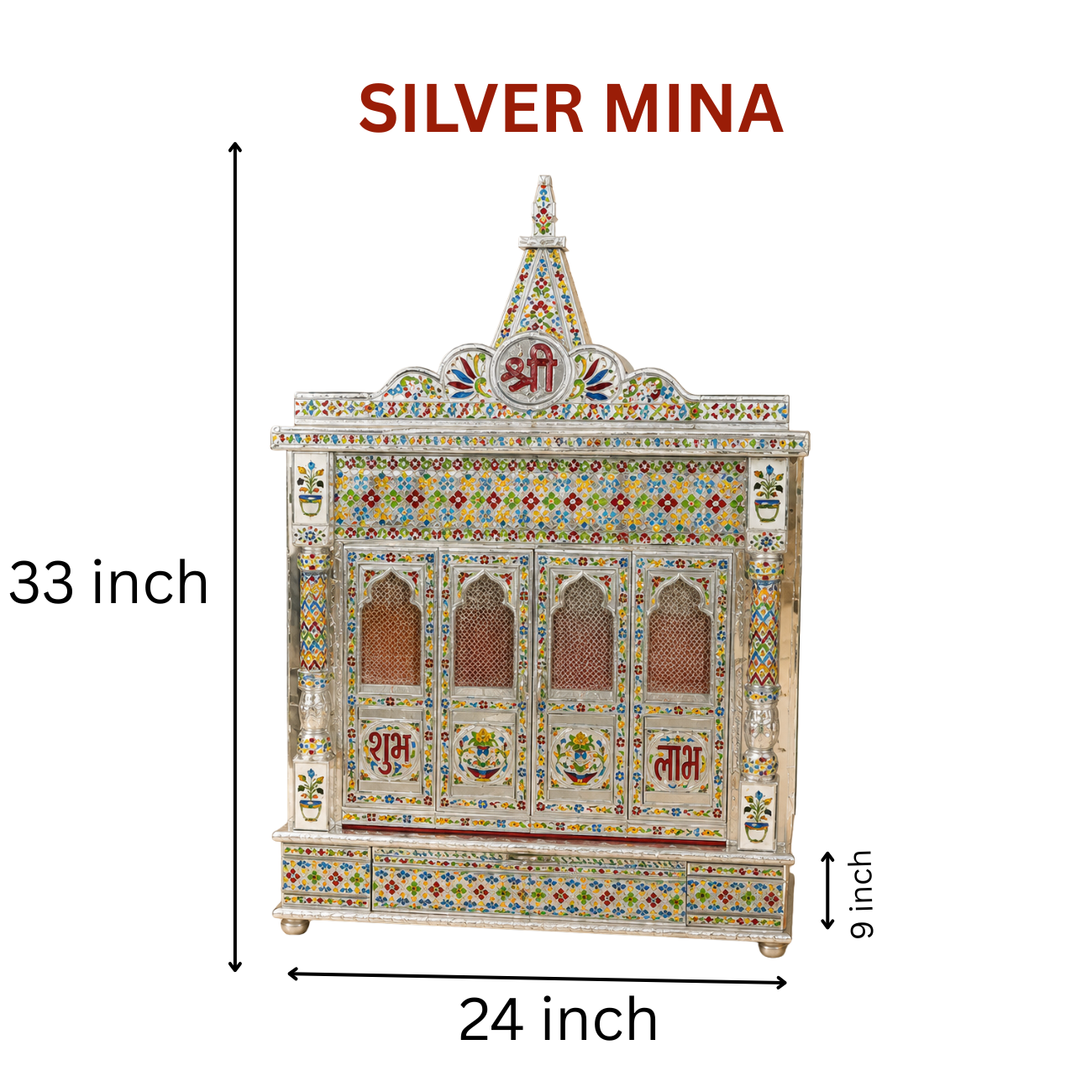 Premium Temple Collection 9 x 24 Inch | Luxury Handcrafted Pooja Mandir