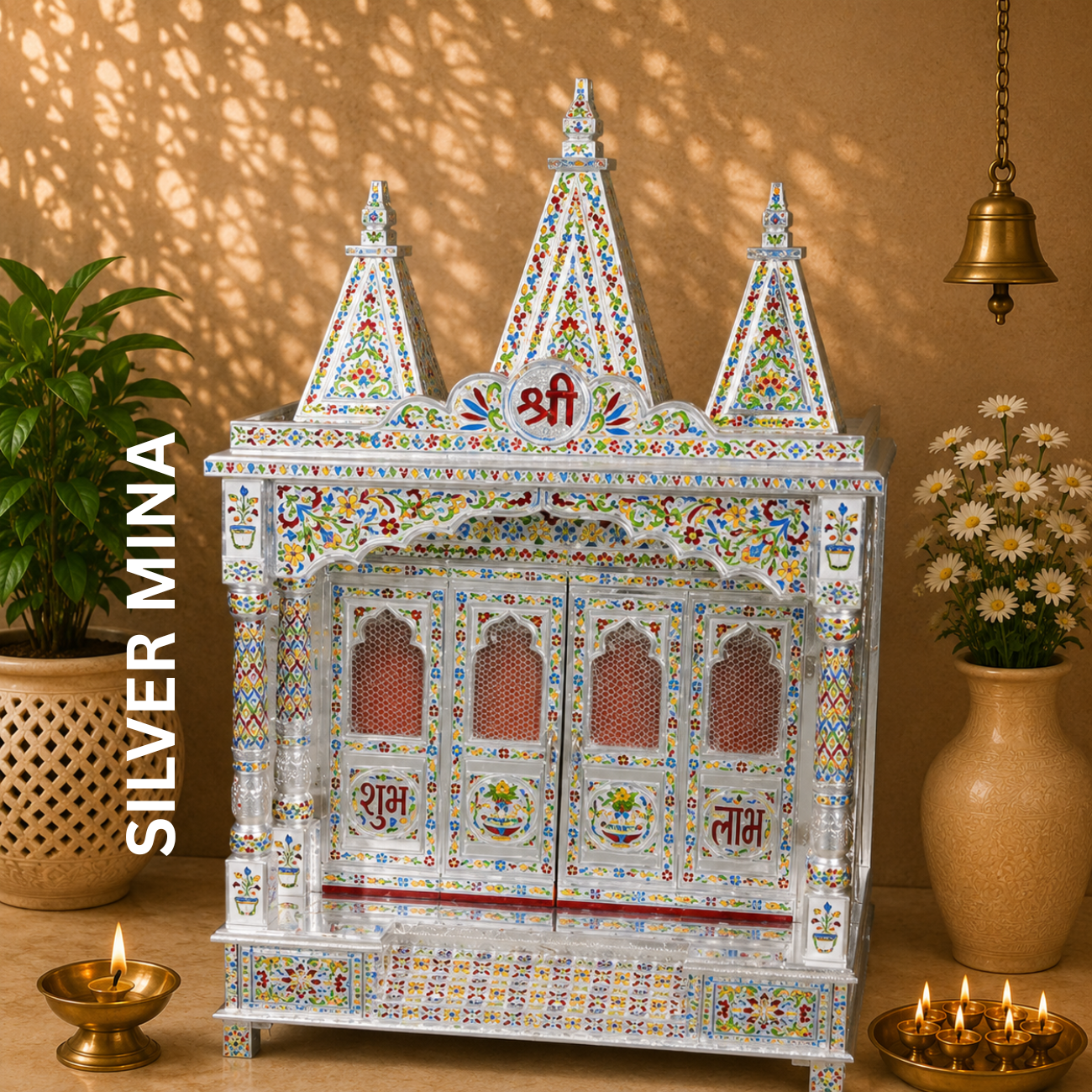 Premium Temple Collection 15 x 24 Inch | Luxury Handcrafted Pooja Mandir for Home