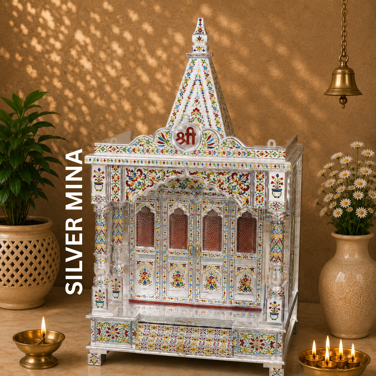 Premium Temple Collection 15 x 21 Inch | Luxury Handcrafted Pooja Mandir for Home