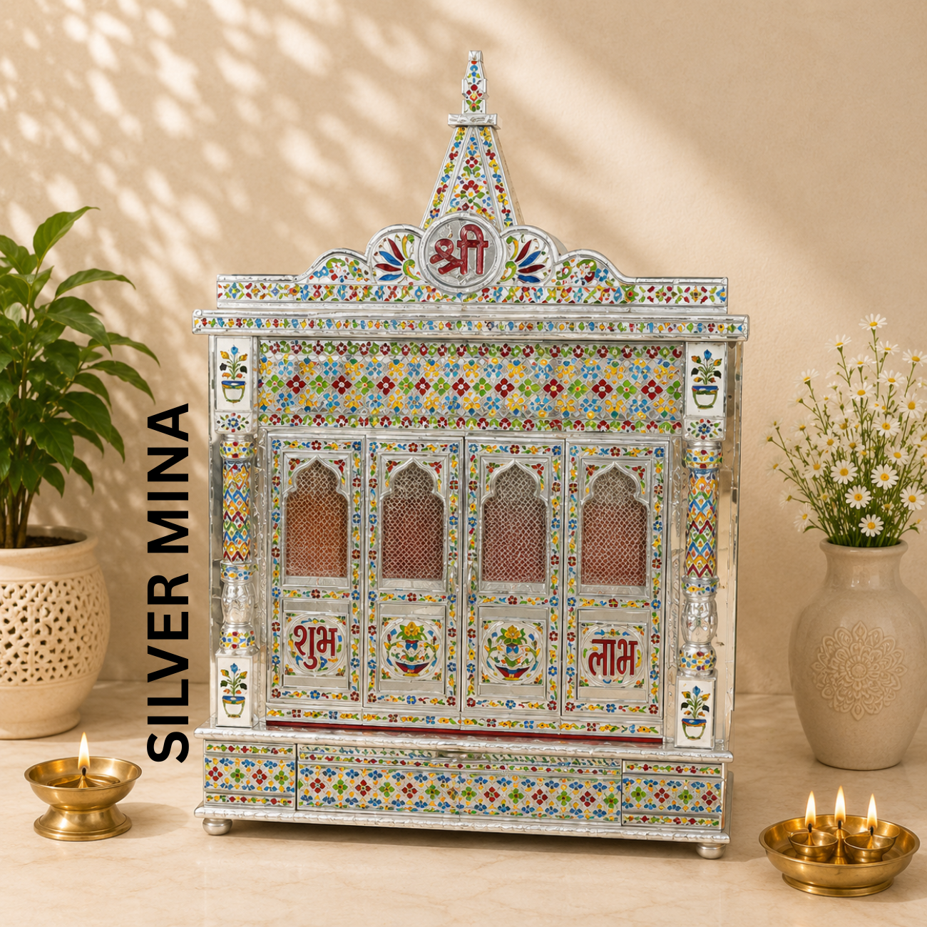 Premium Temple Collection 9 x 24 Inch | Luxury Handcrafted Pooja Mandir