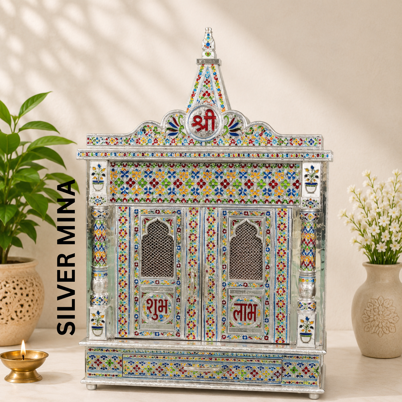 Premium Temple Collection 9 x 21 Inch | Luxury Handcrafted Pooja Mandir for Home