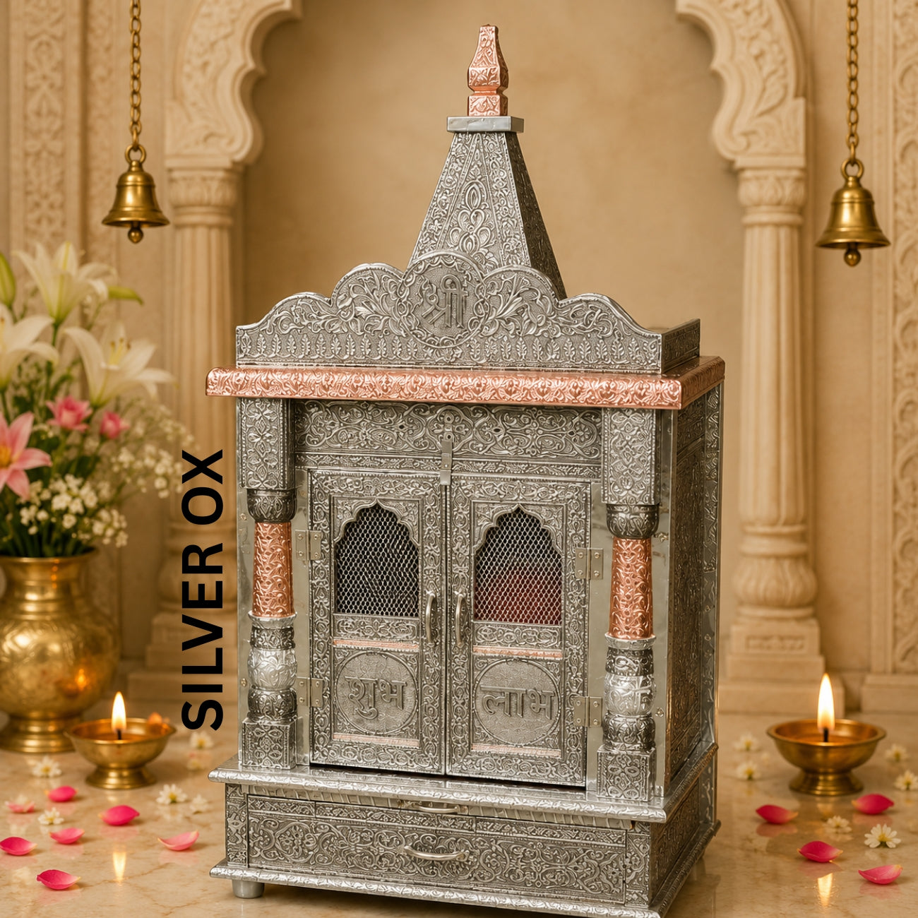 Luxury Handcrafted Pooja Mandir for Home – 9 x 15 Inch