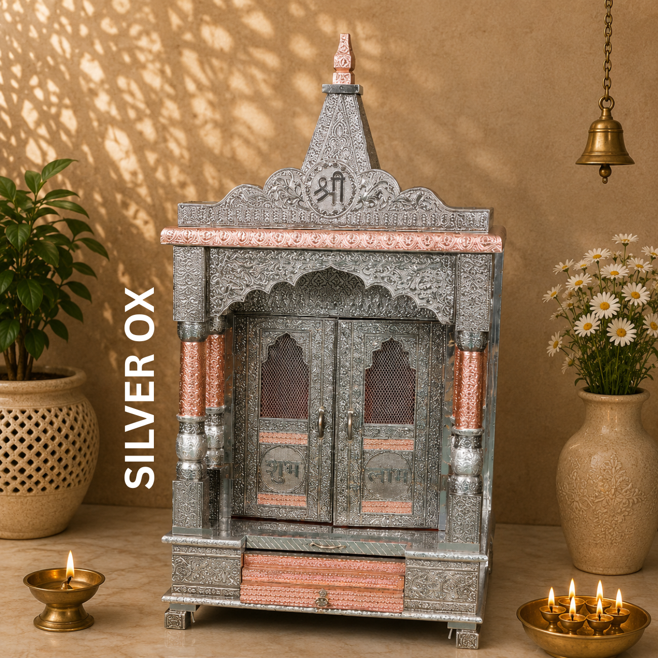 Premium Temple Collection 12 x 15 Inch | Handcrafted Pooja Mandir for Home