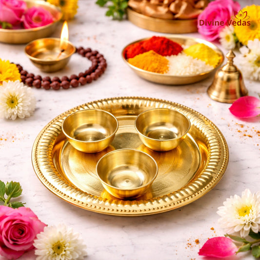 Sacred Brass Pooja Thali Set