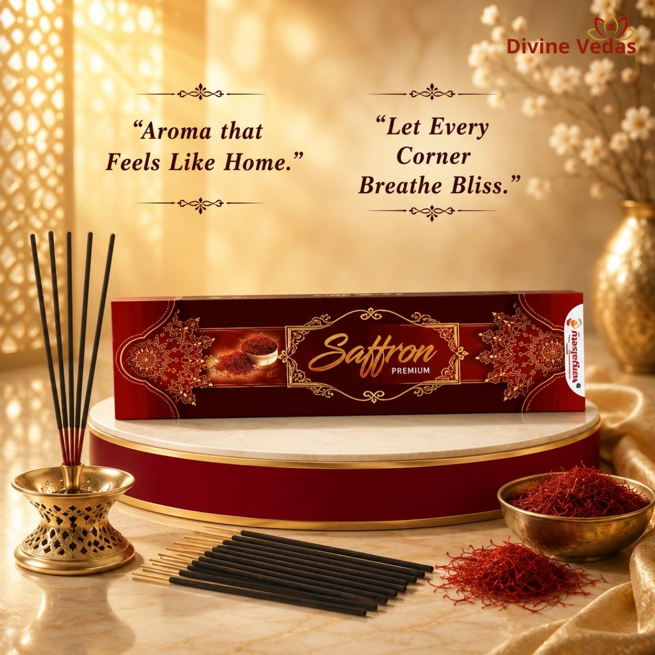 Saffron Incense Sticks Agarbatti