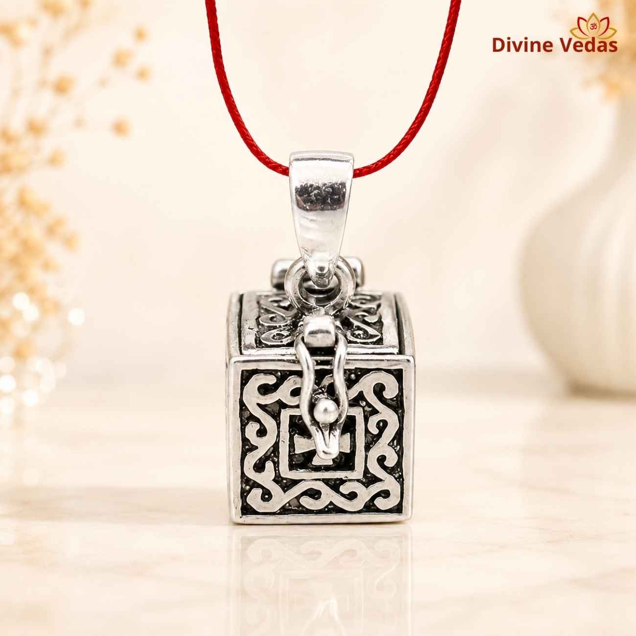 Silver Pooja Vibhooti Locket 7g | Vibhuti Holder Pendant for Pooja | Divine Vedas