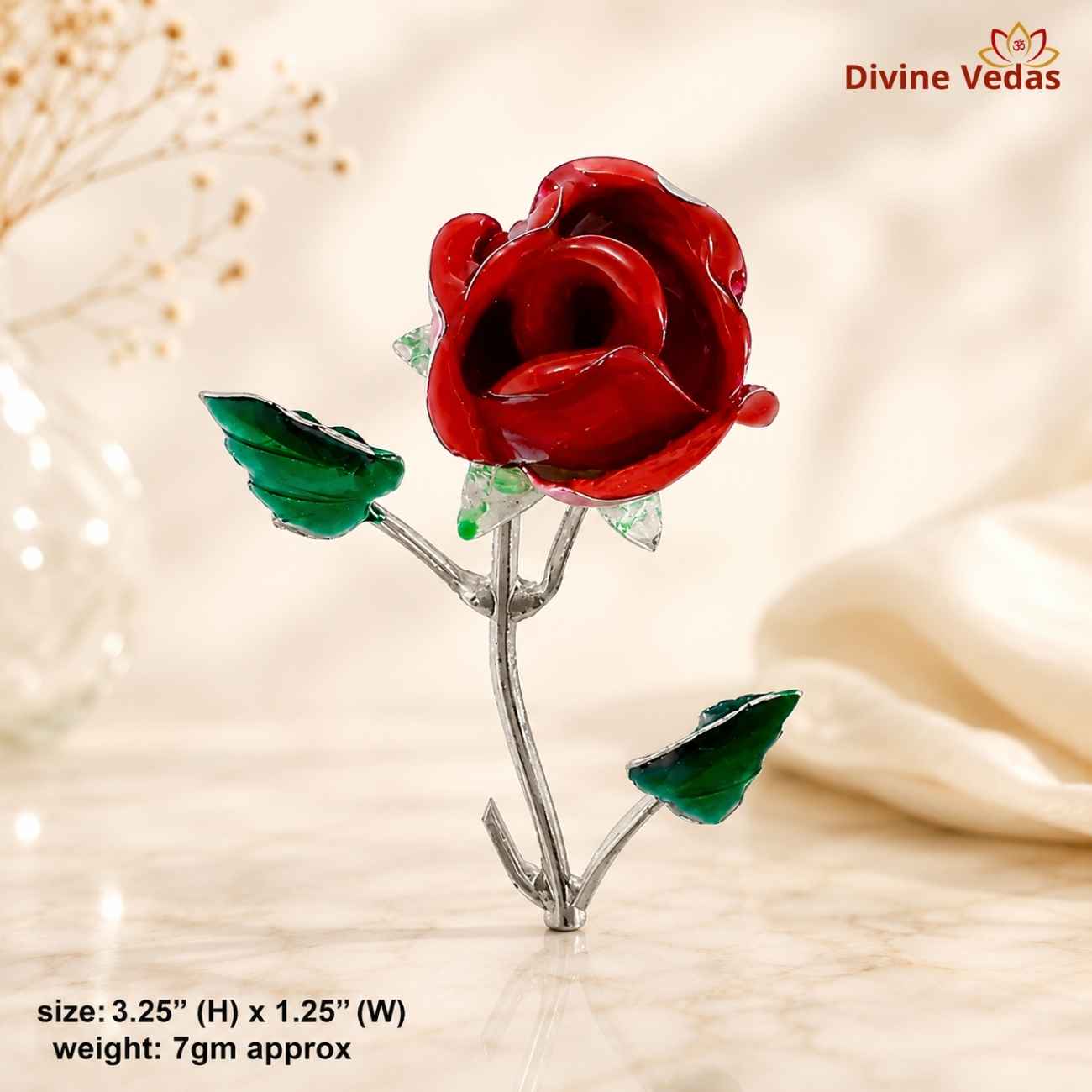 Silver Rose Flower 7g | Chandi Rose for Pooja, Décor & Gifting | Divine Vedas