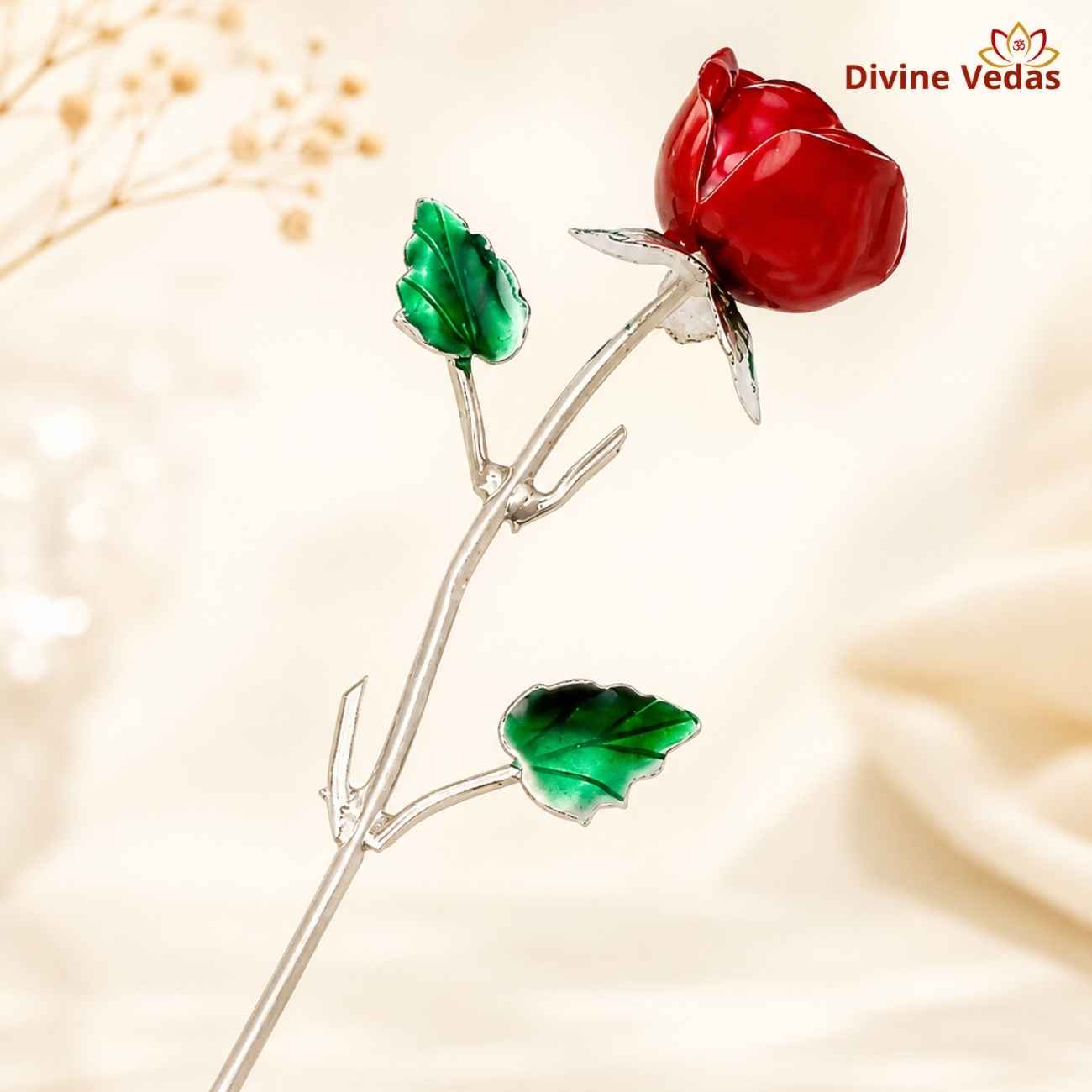 Silver Rose Flower 7g | Chandi Rose for Pooja, Décor & Gifting | Divine Vedas