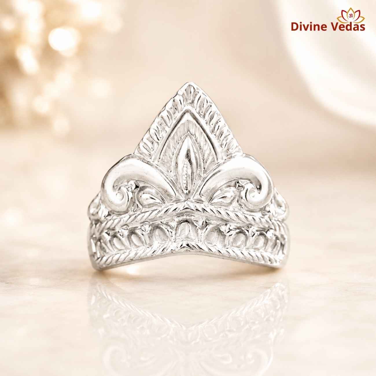 Small Silver Mukut for Murti 9g | Chandi Crown for Laddu Gopal & Deity | Divine Vedas