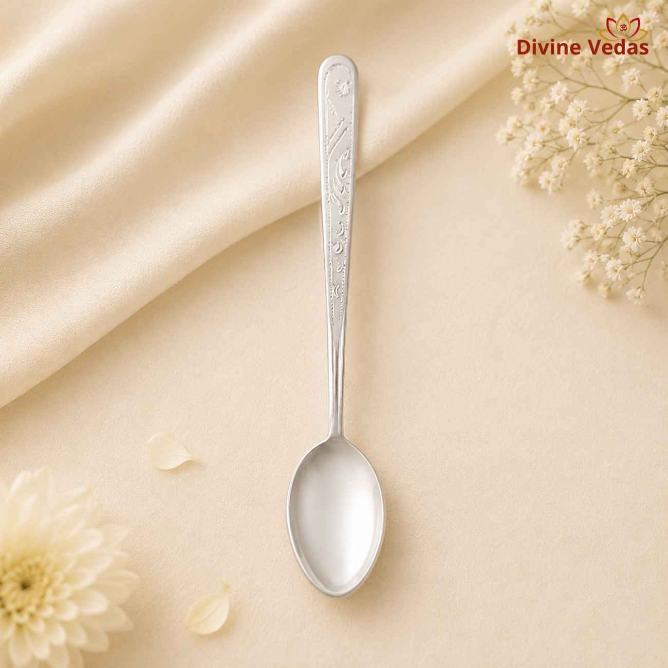 Silver Spoon 20g | Chandi Spoon for Pooja, Bhog & Religious Rituals | Divine Vedas