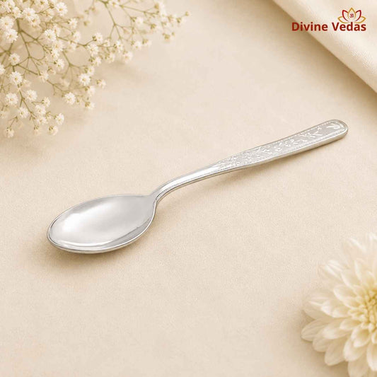 Silver Spoon 20g | Chandi Spoon for Pooja, Bhog & Religious Rituals | Divine Vedas