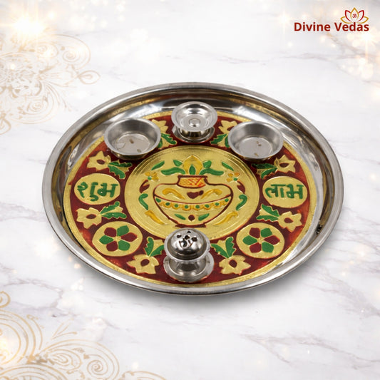 Steel Shubh Labh Puja Thali