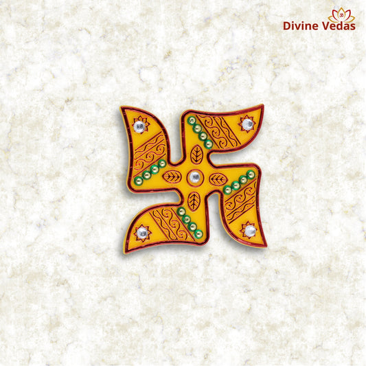 Swastik Symbol with Bead and Stone Design