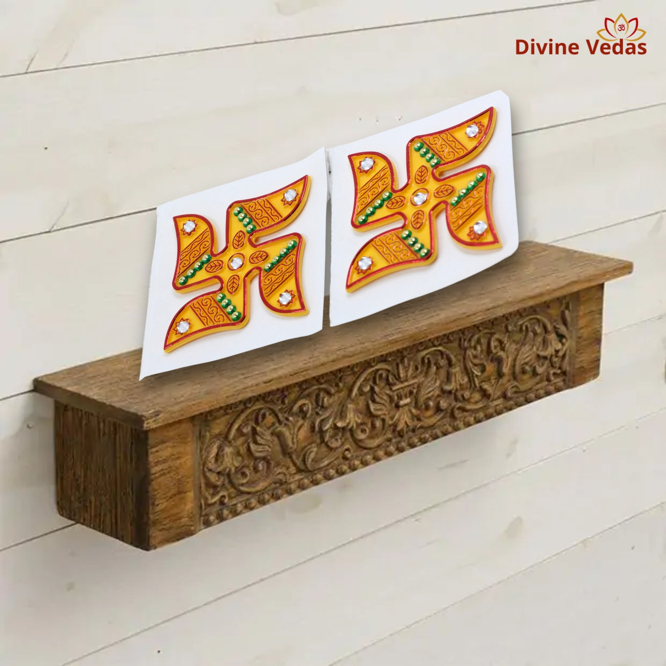 Swastik Symbol with Bead and Stone Design