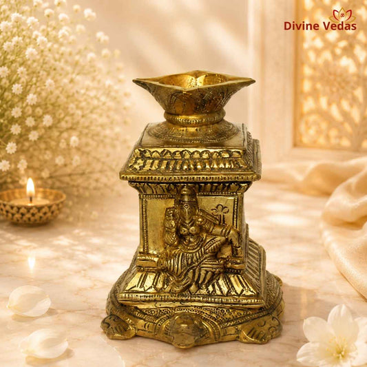 Temple Style Brass Tortoise Diya | Kurma Deepak for Pooja & Vastu | Divine Vedas