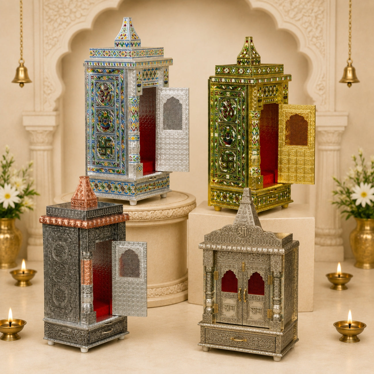 Premium Temple Collection 7 x 10 Inch | Handcrafted Pooja Mandir for Home