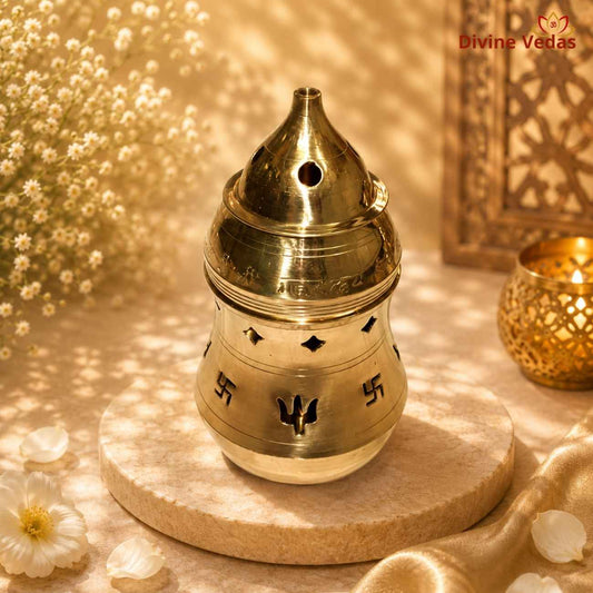 Traditional Brass Aura Lamp for Pooja & Home Mandir | Divine Vedas