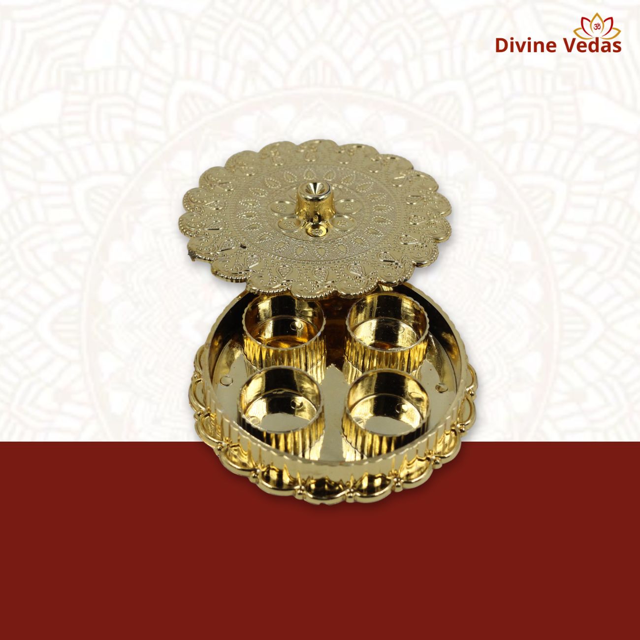 Traditional Pooja Haldi Kumkum Container with Lid