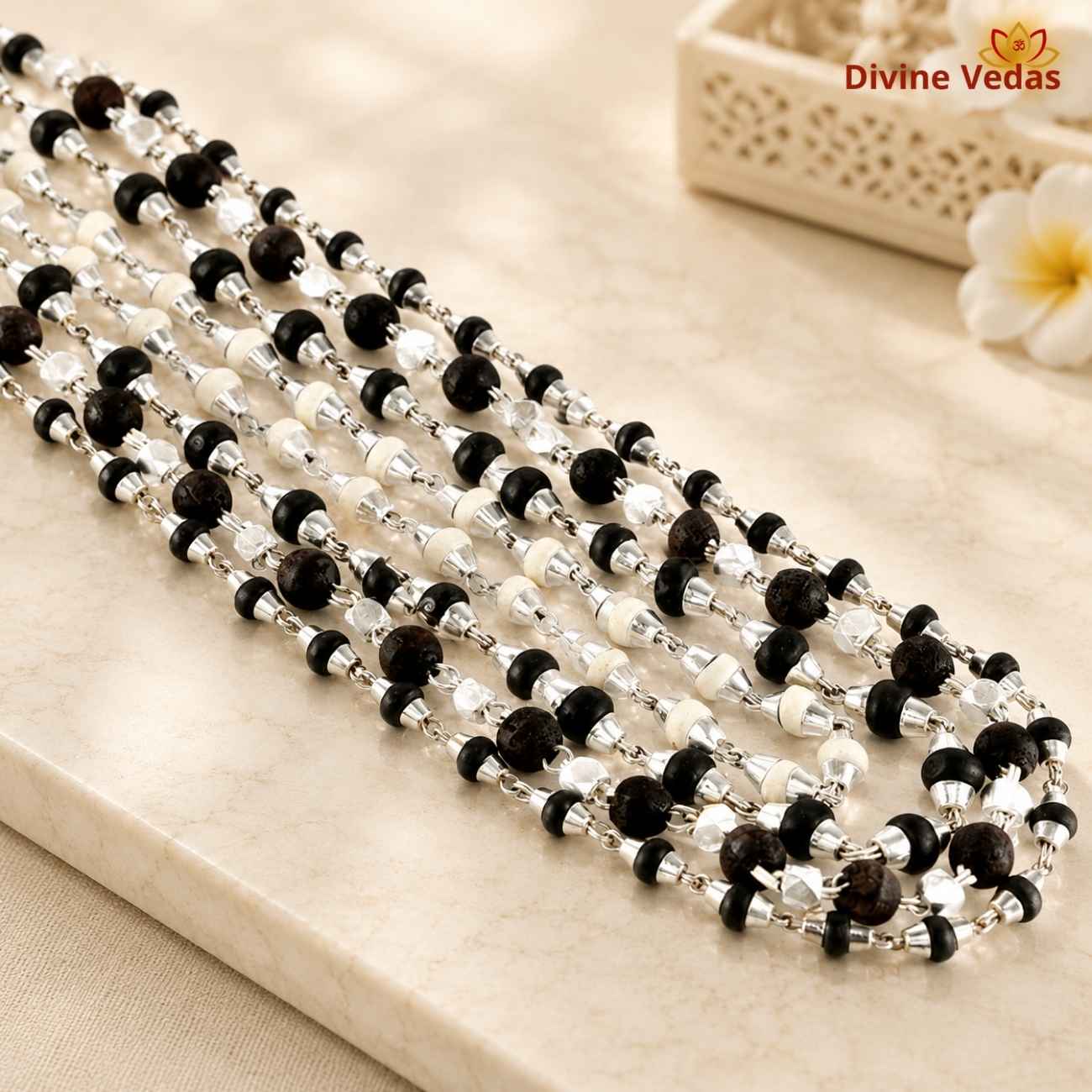 Tulsi Vrinda Religious Kanthi Set in Silver 35g | Tulsi Kanthi Jewellery | Divine Vedas