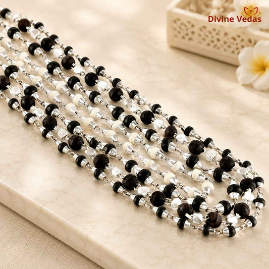 Tulsi Vrinda Religious Kanthi Set in Silver 35g | Tulsi Kanthi Jewellery | Divine Vedas