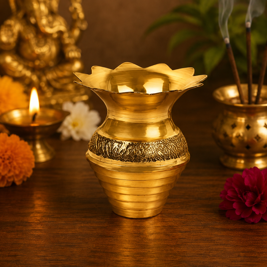 Kalash Shape Incense Agarbatti Stand | Brass Pooja Incense Holder for Home Mandir | Divine Vedas
