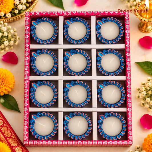 Decorative Wax Diya | Colorful Ready to Light Diyas for Diwali & Pooja