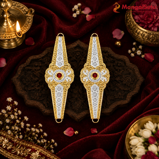 Decorative Silver Bajuband for Deity Idols | Chandi Armlets for God Murti Shringar | Divine Vedas