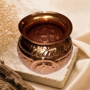 Copper Kalash Embossed with Ganesha for Pooja & Rituals | Divine Vedas
